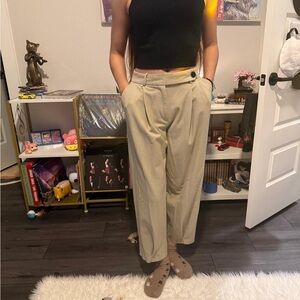 Zara Women's Beige Wide-Leg Pants